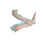 Transparent green gloves with a white background 