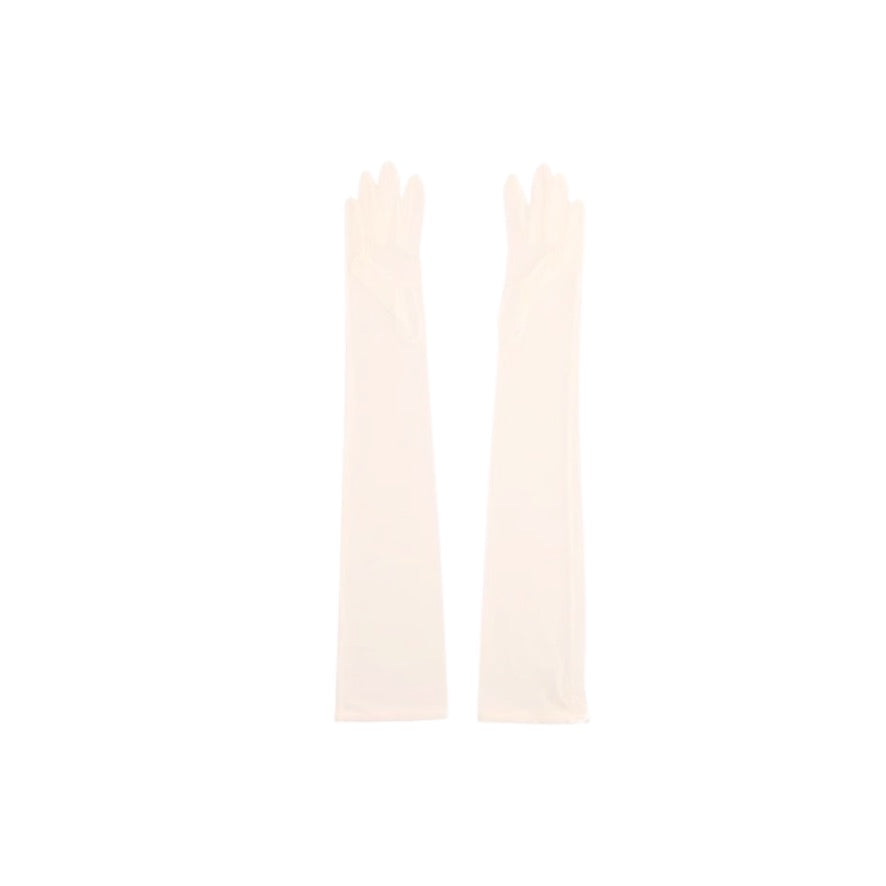 beige long gloves on a white background