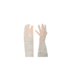 Pair of beige gloves on a white background