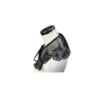 Black lace collar on a mannequin against a white background