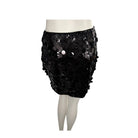 Black sequin skirt on a mannequin against a white background