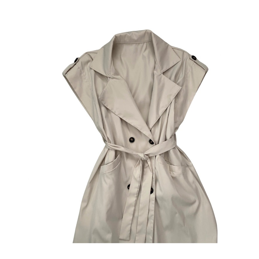 Beige trench coat on a white background