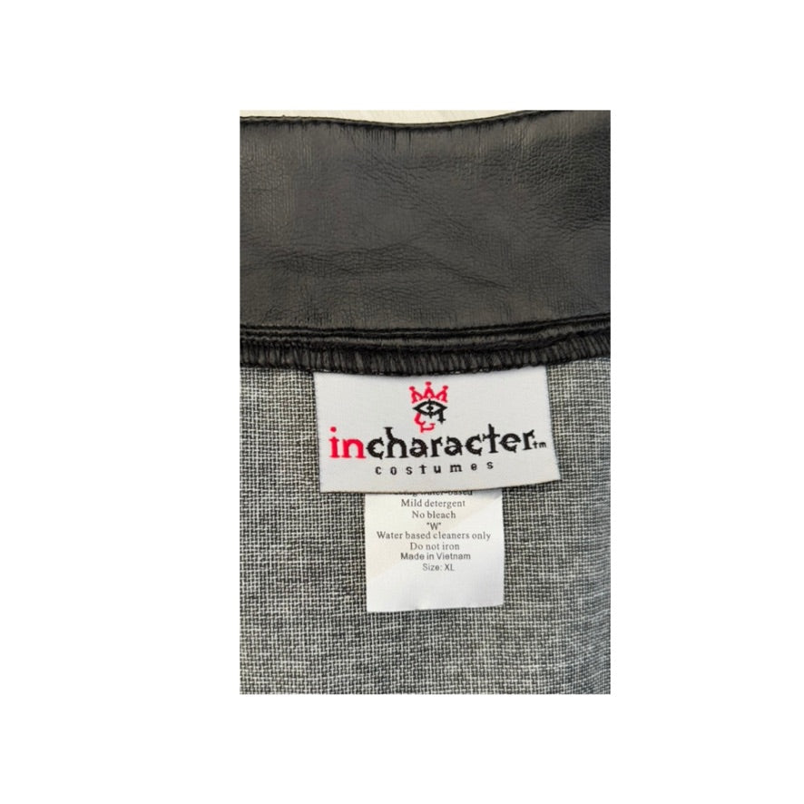 Label on a costume with 'in character costumes' branding