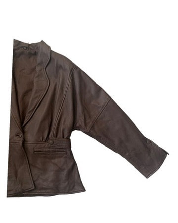 Brown leather jacket on a white background