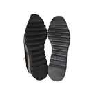 Black shoe soles on a white background