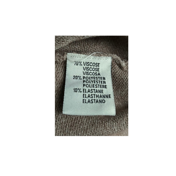 Fabric label with material composition details on a textured fabric background