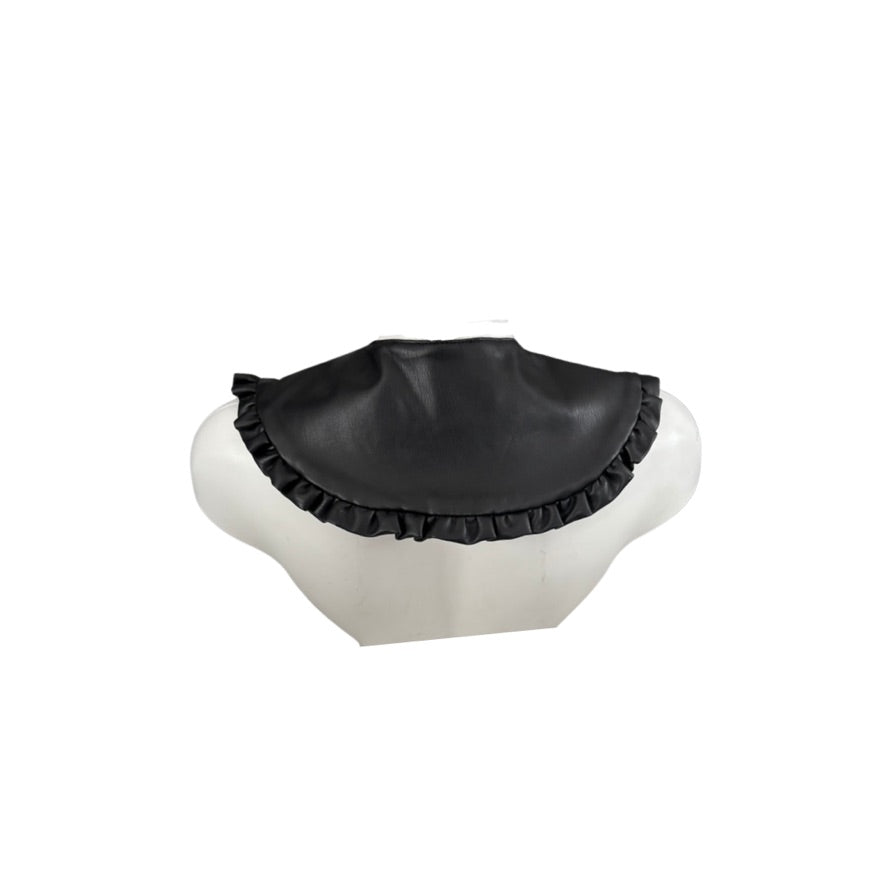 Black leather collar on half mannequin on a white background