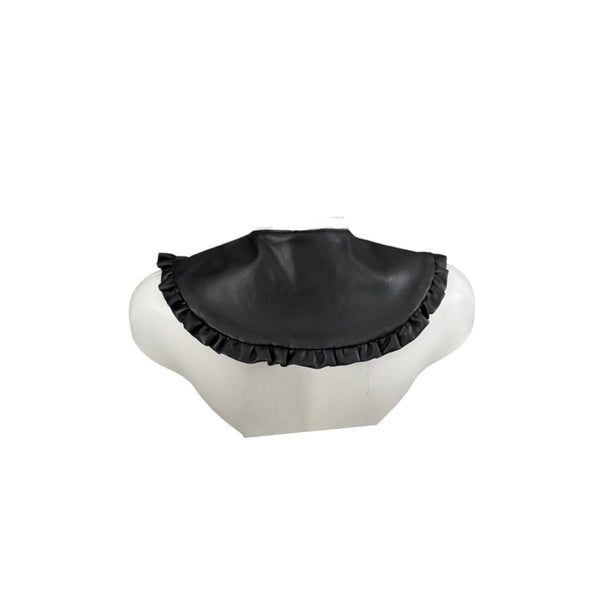 Black leather collar on half mannequin on a white background