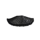 Black quilted collar back with ruffled edges on a white background