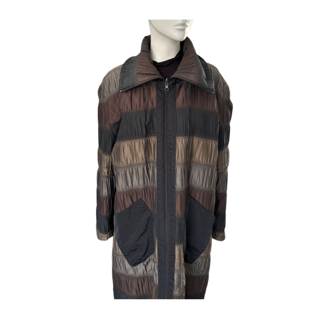 Multicolored jacket on a mannequin against a white background