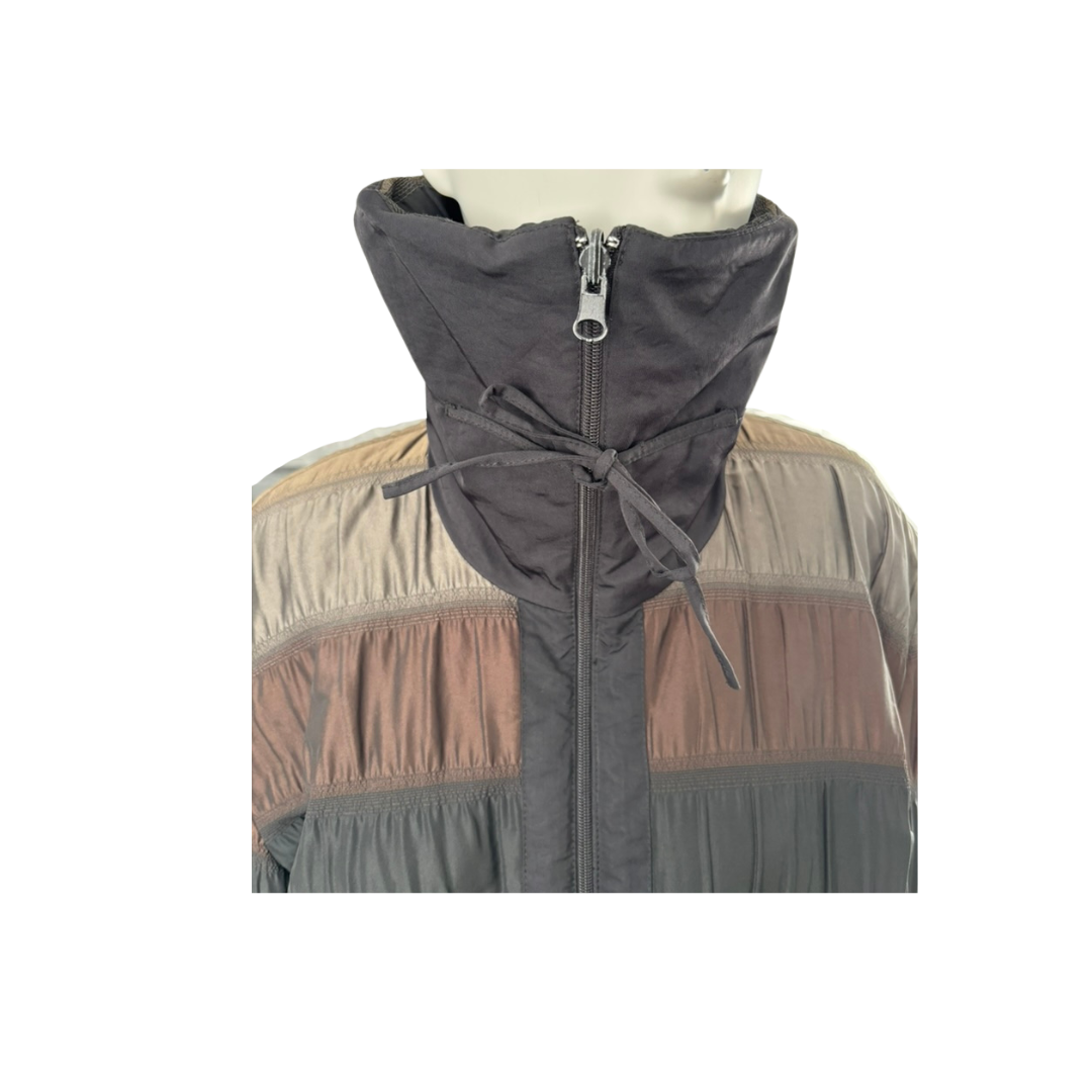 Two-tone jacket with a hood on a white background