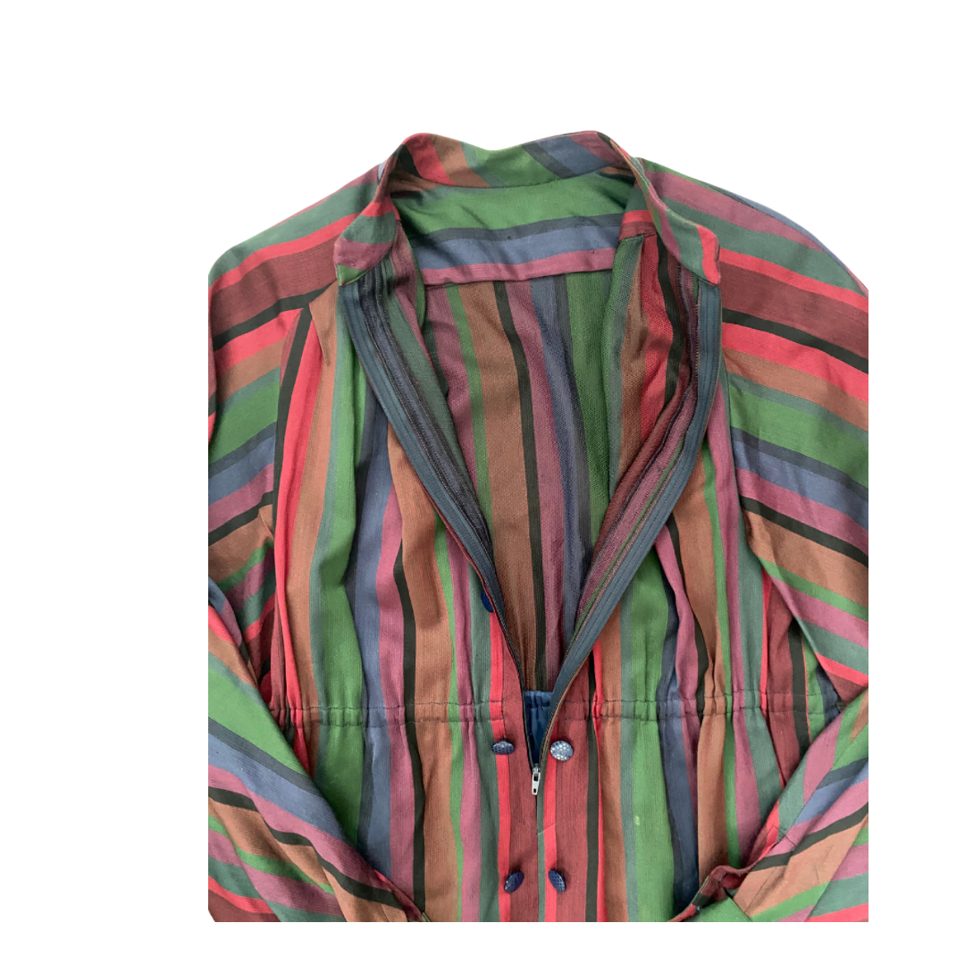 Multicolored striped jacket on a white background