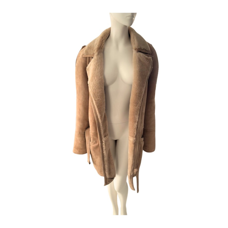 Mannequin wearing a brown jacket on a white background