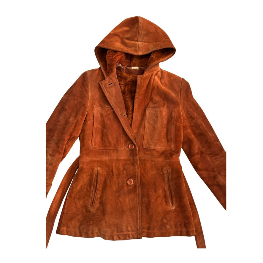 Brown hooded jacket on a white background