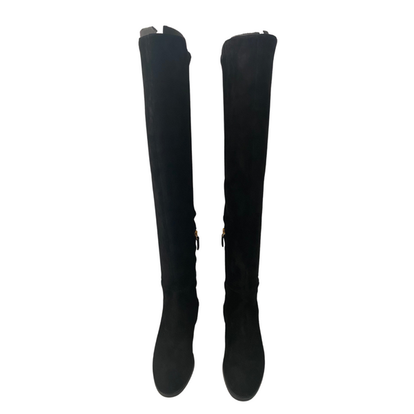 TORY BURCH Overknee Suede Boots Black SIZE 41 - New