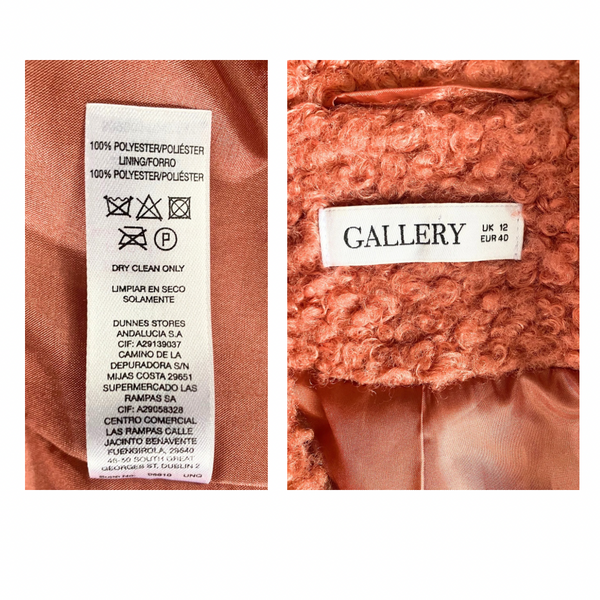 Teddy Coat Coral SIZE 12 - Preloved