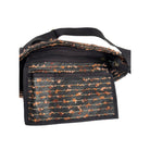 Brown crossbody bag with brown pattern on a white background