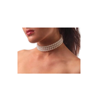 Pearl choker necklace worn by a model on a white background