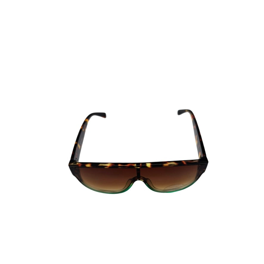 Sunglasses with tortoiseshell frame and brown lenses on a white background