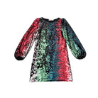 Multicolored sequin dress on a white background