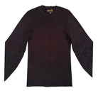 Black long-sleeve shirt with decorative sleeves on a white background