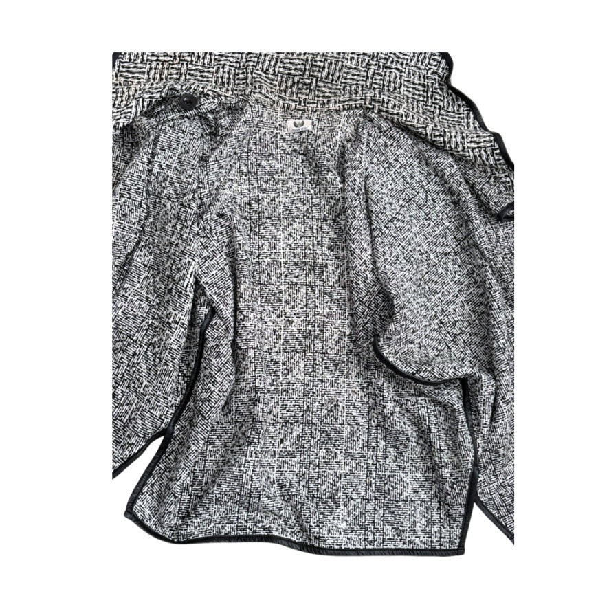 Black and white patterned fabric on a white background