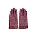 Pair of maroon gloves with textured palm on a white background