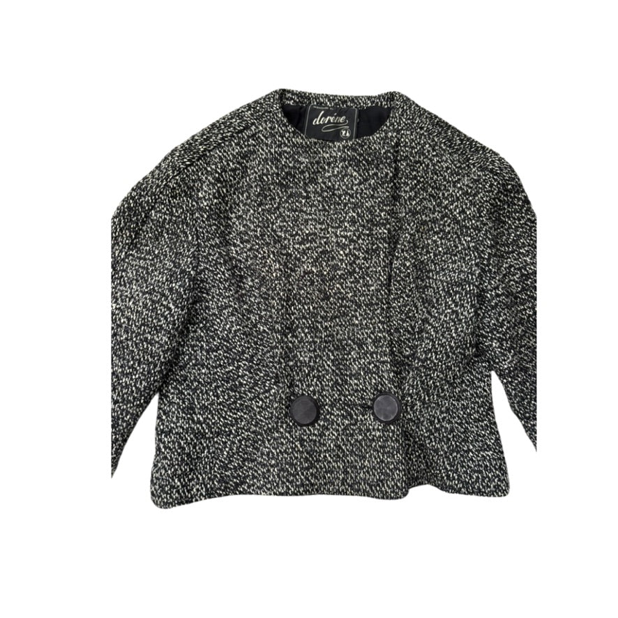 Textured blazer with two buttons on a white background