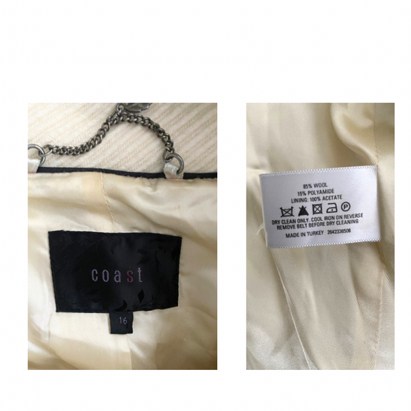 COAST Wool Coat Short Cream SIZE 16