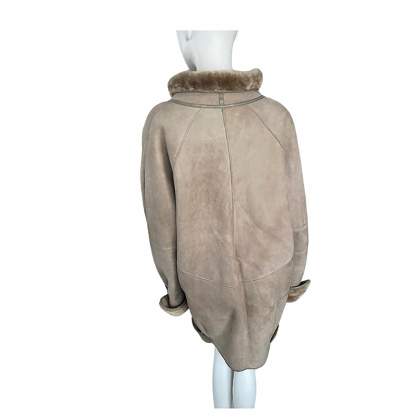 Vintage Shearling Oversized Coat Beige SIZE 14