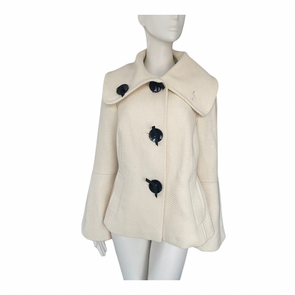 COAST Wool Coat Short Cream SIZE 16