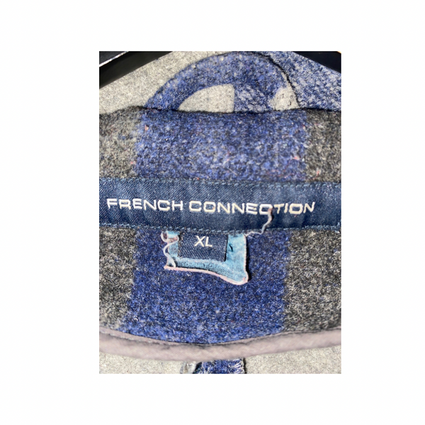 French Connection Wool Jacket Check Blue Grey SIZE XL