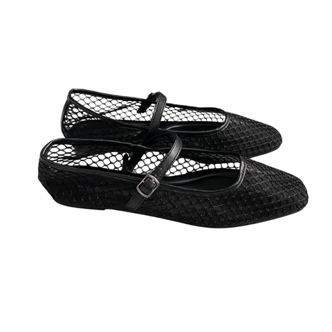 Rita Ora Fishnet Ballet Flats Black SIZE 41