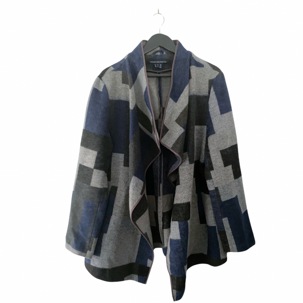 French Connection Wool Jacket Check Blue Grey SIZE XL