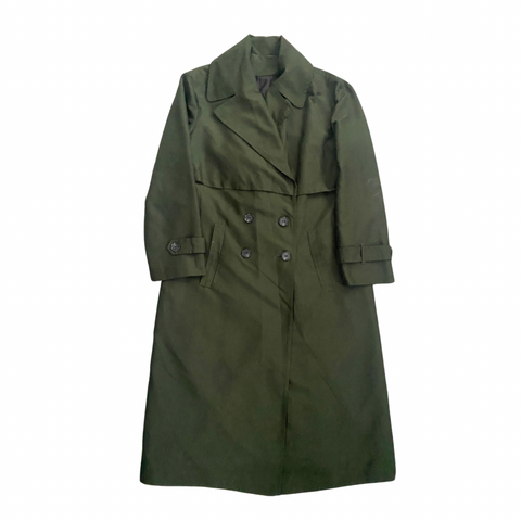 Double- Breasted Trench Coat Dark Green SIZE 12