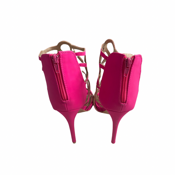 Laser Cut Heeled Sandals Pink SIZE 41