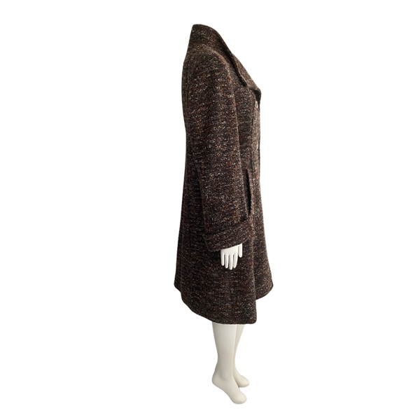 Vintage Wool Boucle Coat Brown SIZE 14