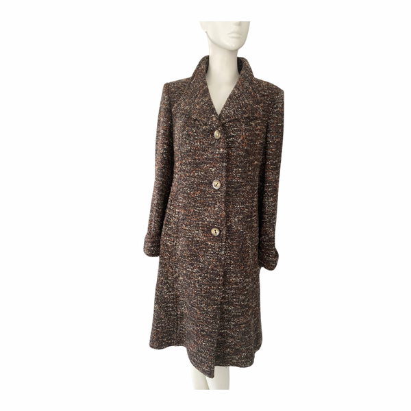 Vintage Wool Boucle Coat Brown SIZE 14