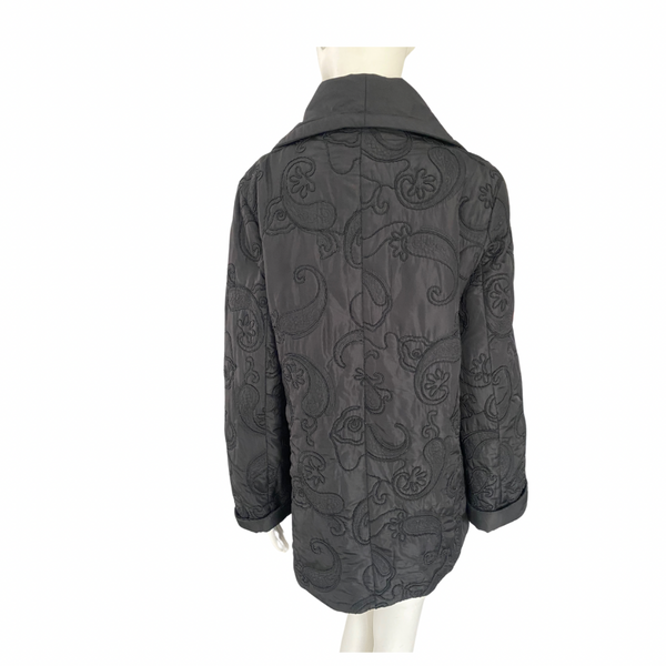 Embroidered Lightweight Padded Coat Black SIZE 12