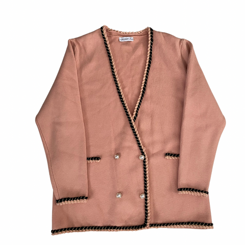 Braided Double-Breasted Cardigan Peach SIZE L