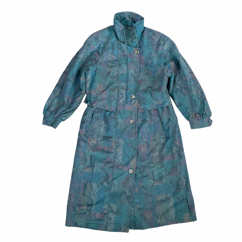 Lightweight Print Parka Jacket Teal SIZE 12 - Vintage