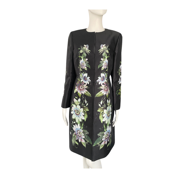 Hobbs Passiflora Coat Palace Collection Black Floral SIZE 12