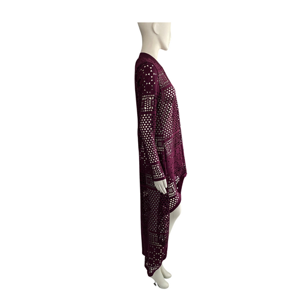 Cut-out High Low Top Cardigan Burgundy SIZE S