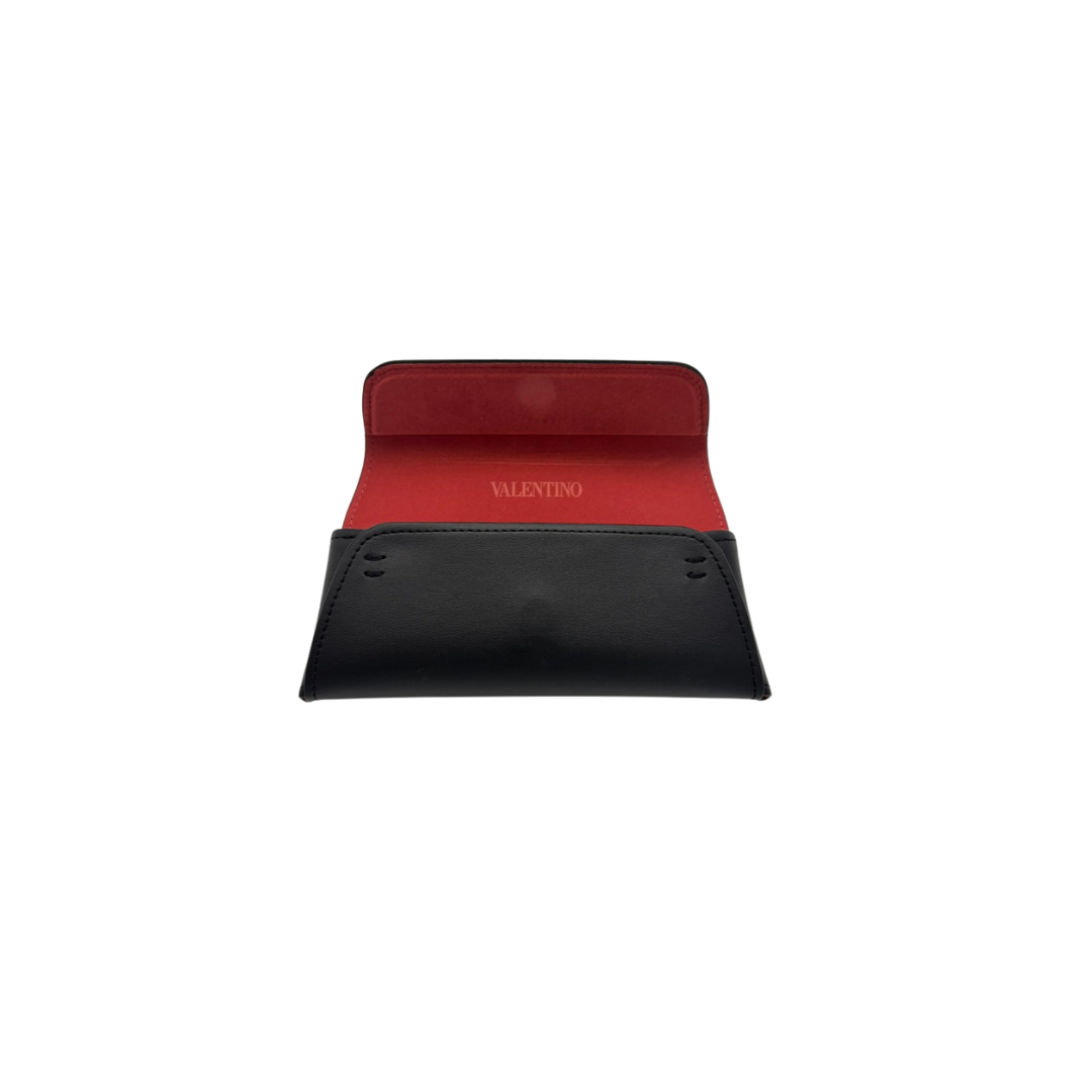 Black and red pouch with 'Valentino' branding on a white background