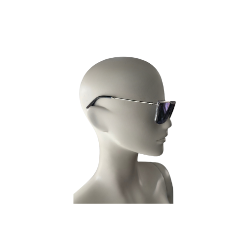 Sunglasses on a mannequin head against a white background