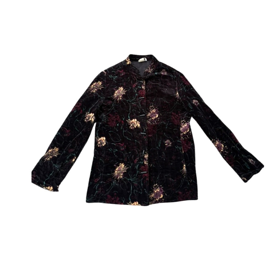 Floral patterned coat on a white background