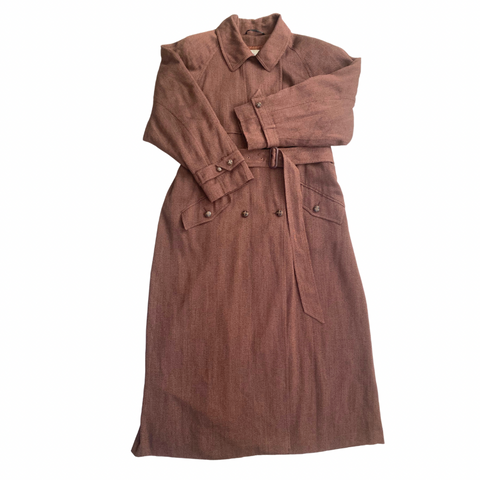 Vintage Double-Breasted Trench Coat Brown Rust SIZE 14