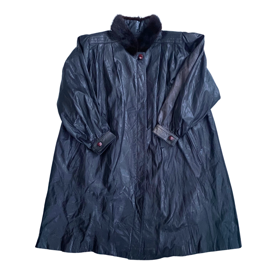 Vintage Leather Swing Coat SIZE 16 