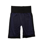 Black shorts with blue stripes on a white background