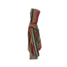 Colorful striped bag with a pattern on a white background